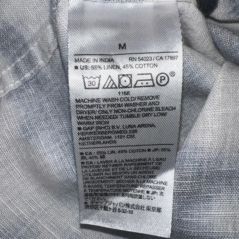 Banana Republic Linen Blend Shirt Men's Sz M Tie Dye Slim Short Sleeve Button Up